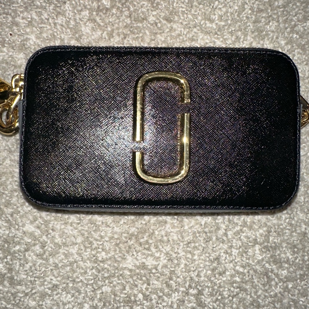 Black Crossbody Bag with Gold Accent